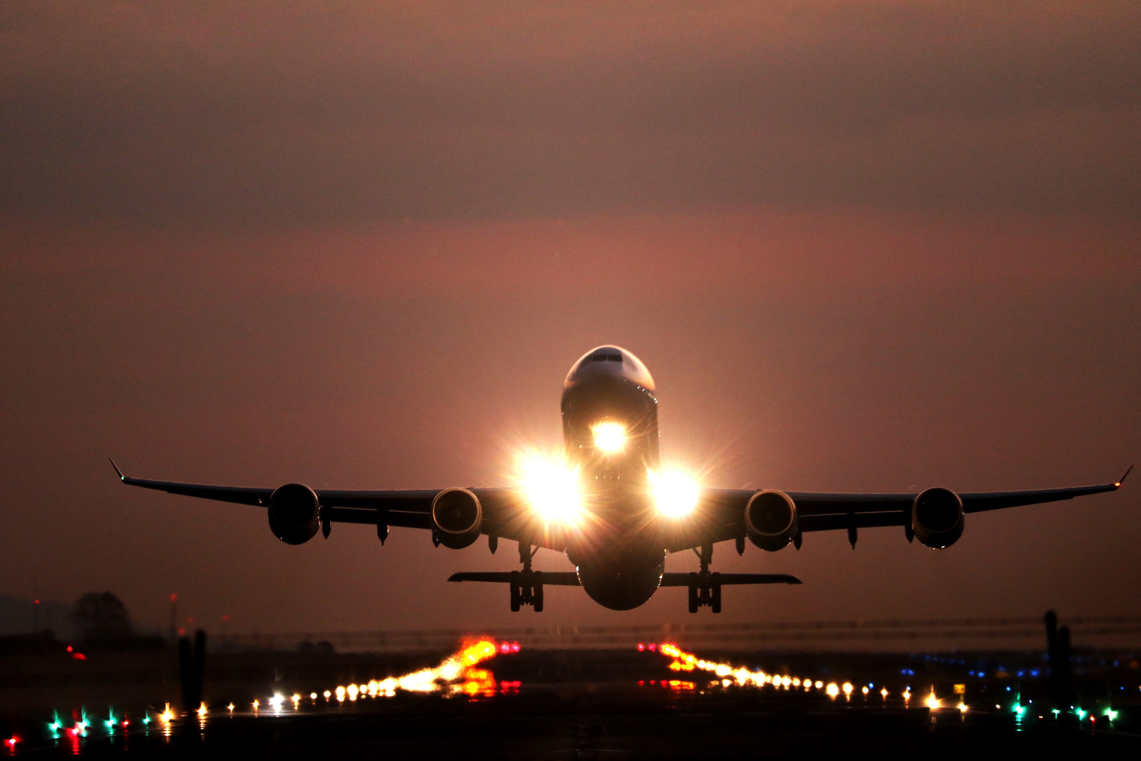 Airplane taking off runway